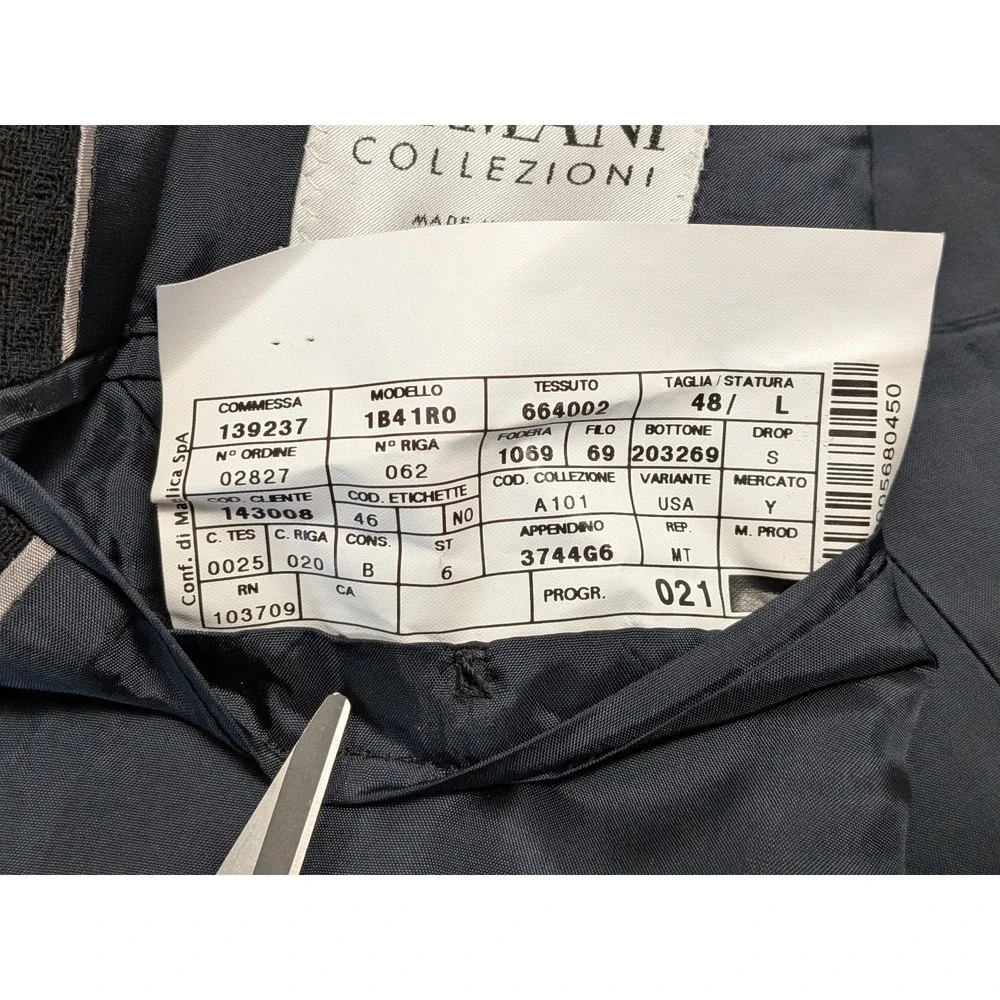 Armani Collezioni Men's 48L Suit Jacket Navy Blue Wool Blend Notch Lapel